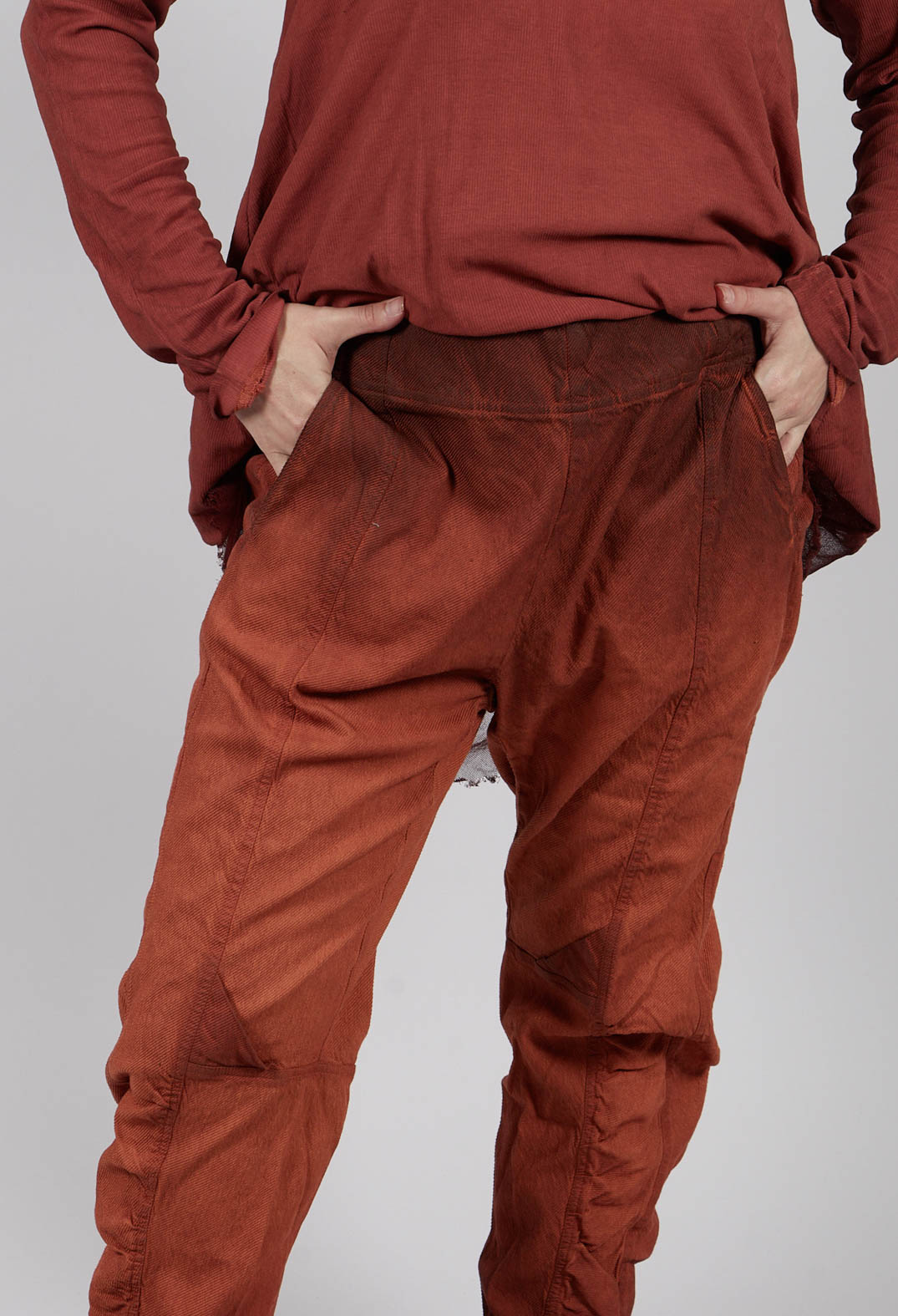Slim Fit Trousers with Ruched Leg in Crab Reverse - 2120104