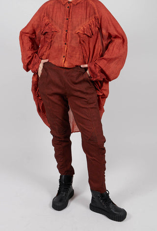 Slim Fit Trousers with Ruched Leg in Crab Cloud - 2120104