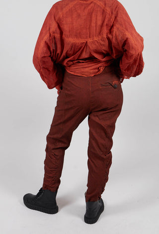 Slim Fit Trousers with Ruched Leg in Crab Cloud - 2120104