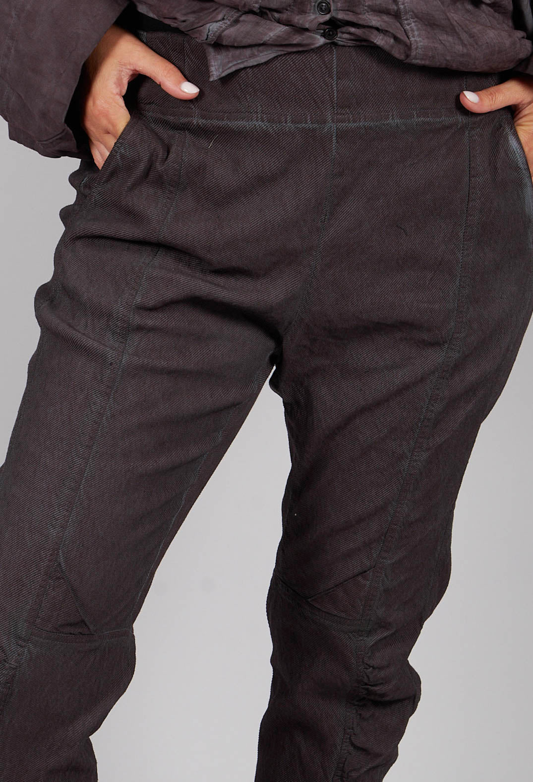 Slim Fit Trousers with Ruched Leg in Flamingo Cloud - 2120104