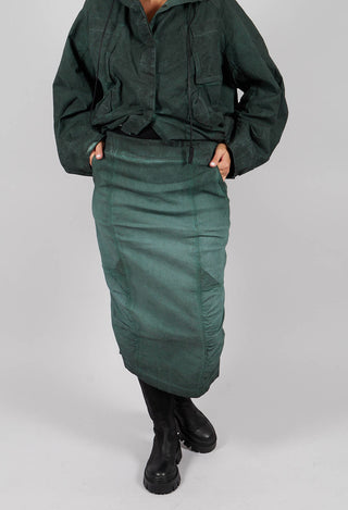 Ruched Detail Pencil Skirt in Pine Reverse - 2120306