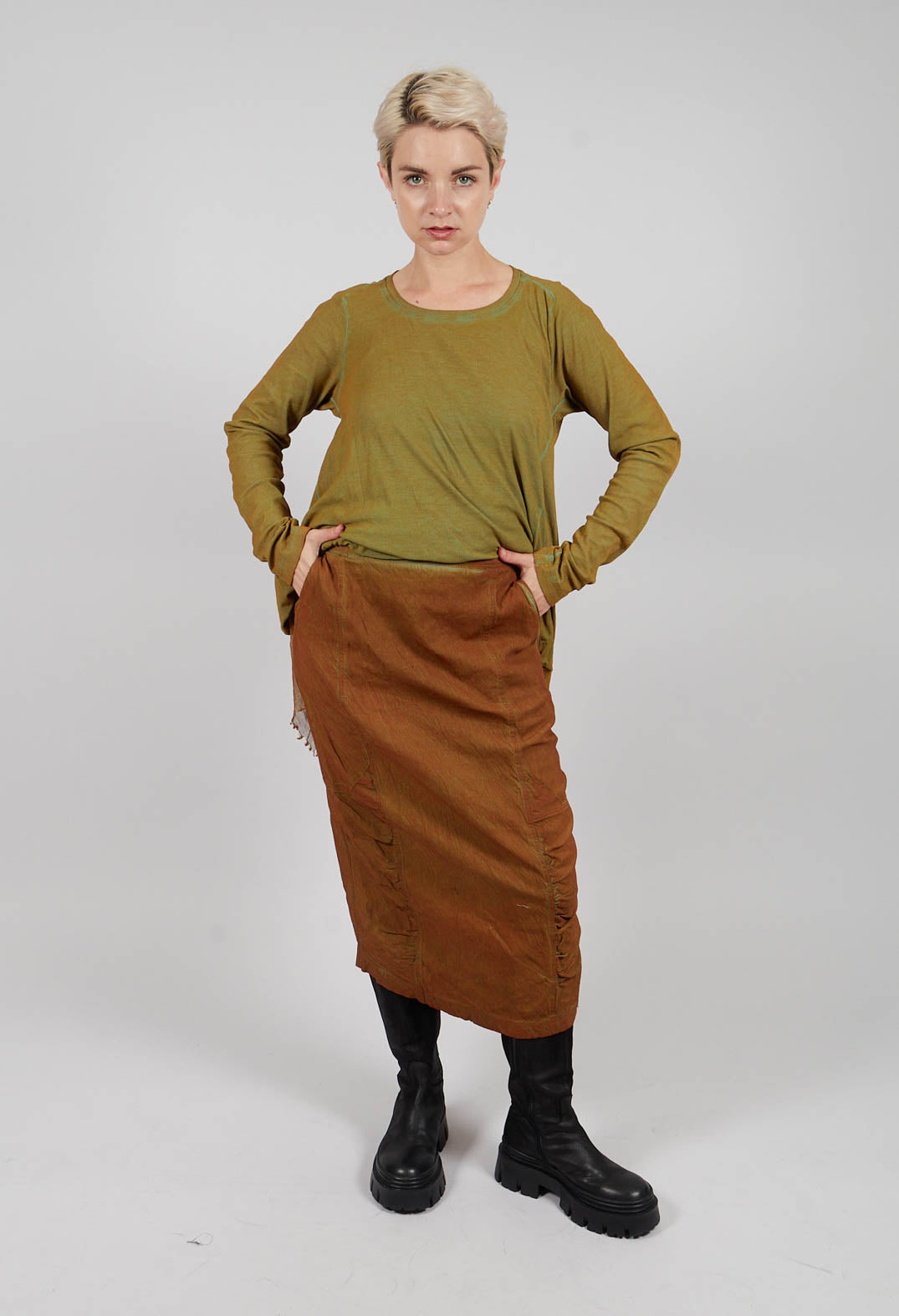 Ruched Detail Pencil Skirt in Lagoon Cloud - 2120306