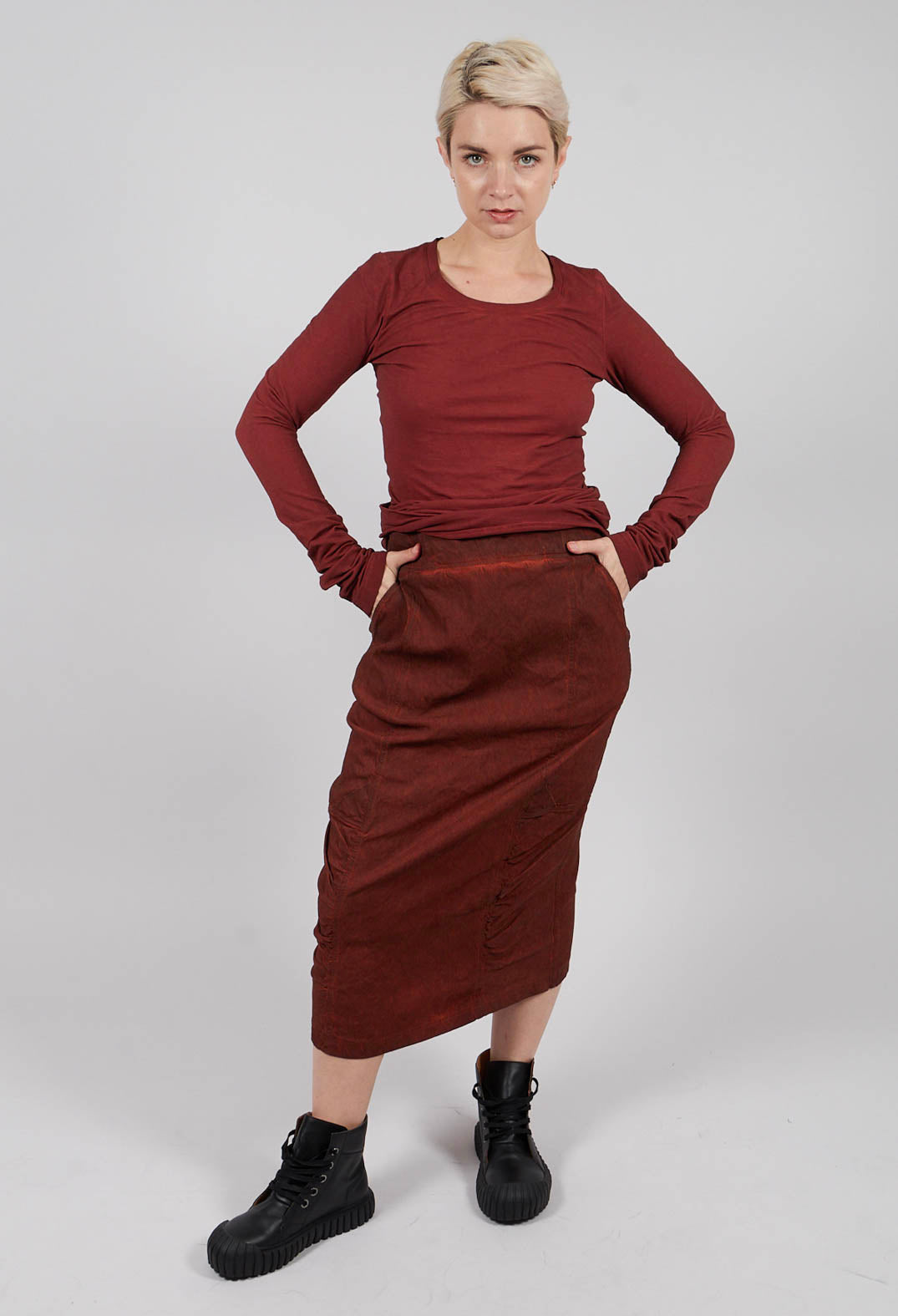 Ruched Detail Pencil Skirt in Crab Cloud - 2120306