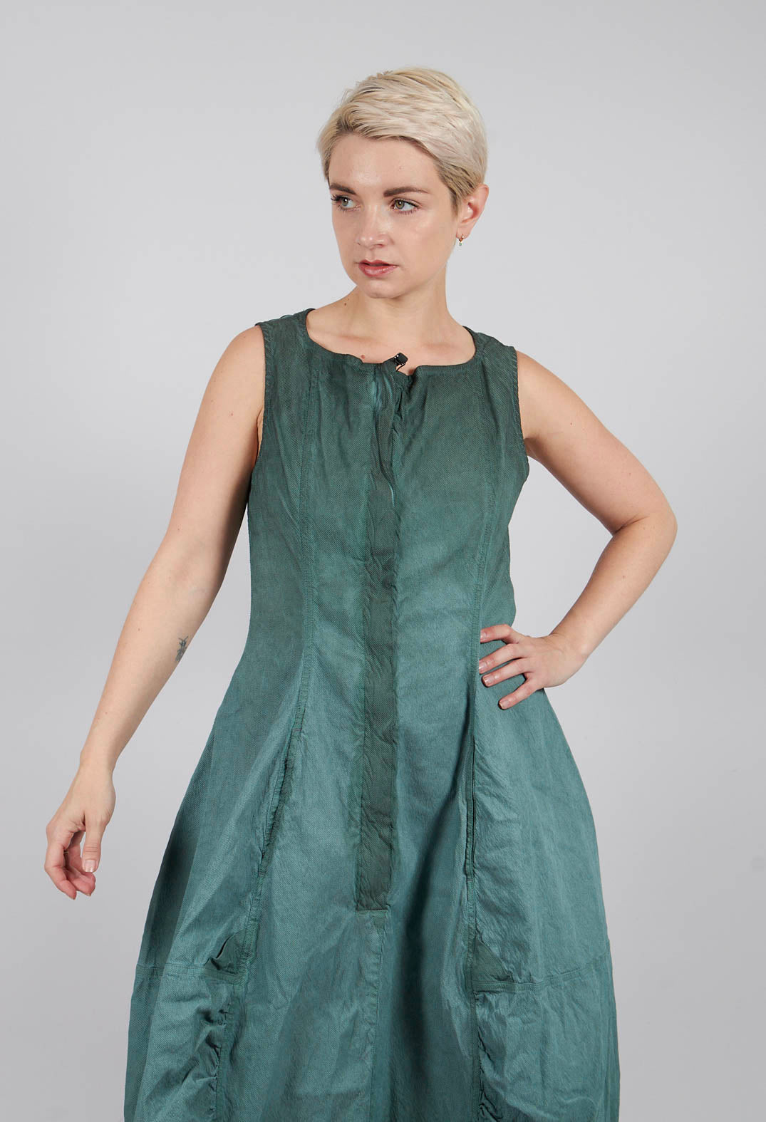 Ruched Detail Dress in Pine Reverse - 2120907