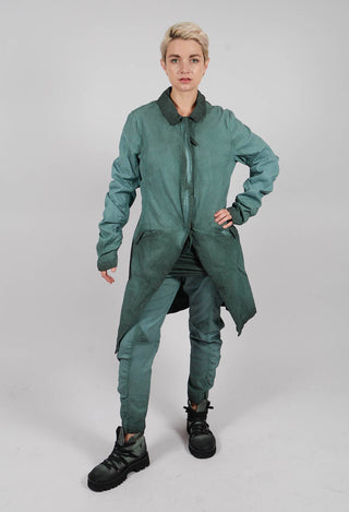 Ruched Sleeve Coat in Pine Reverse - 2121209