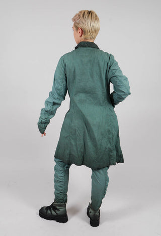 Ruched Sleeve Coat in Pine Reverse - 2121209