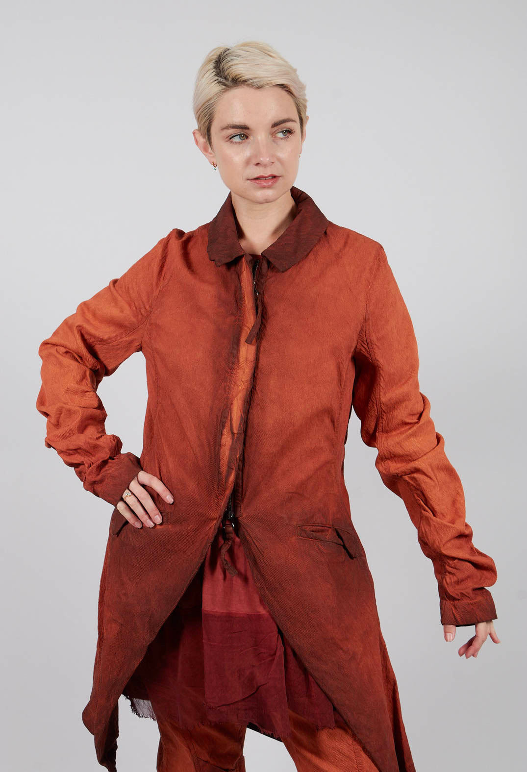 Ruched Sleeve Coat in Crab Reverse - 2121209
