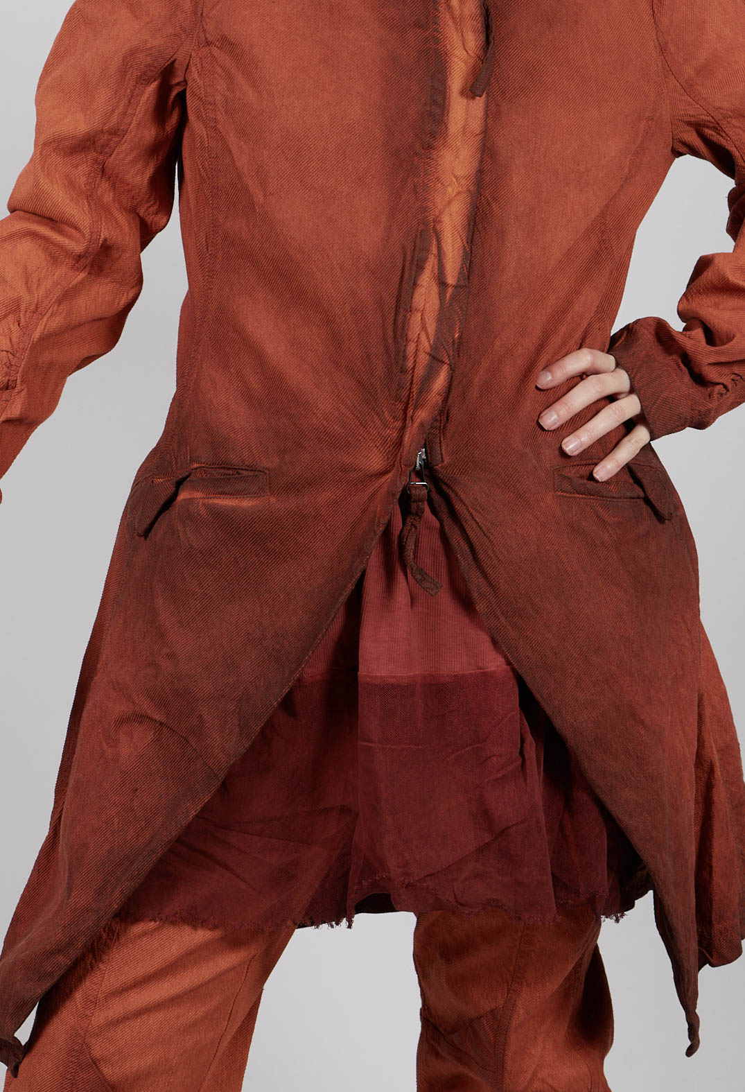 Ruched Sleeve Coat in Crab Reverse - 2121209