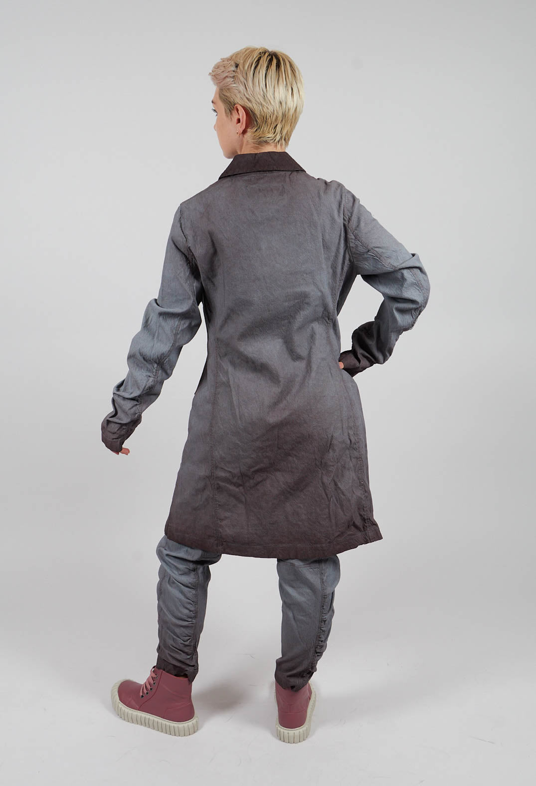 Ruched Sleeve Coat in Flamingo Reverse - 2121209