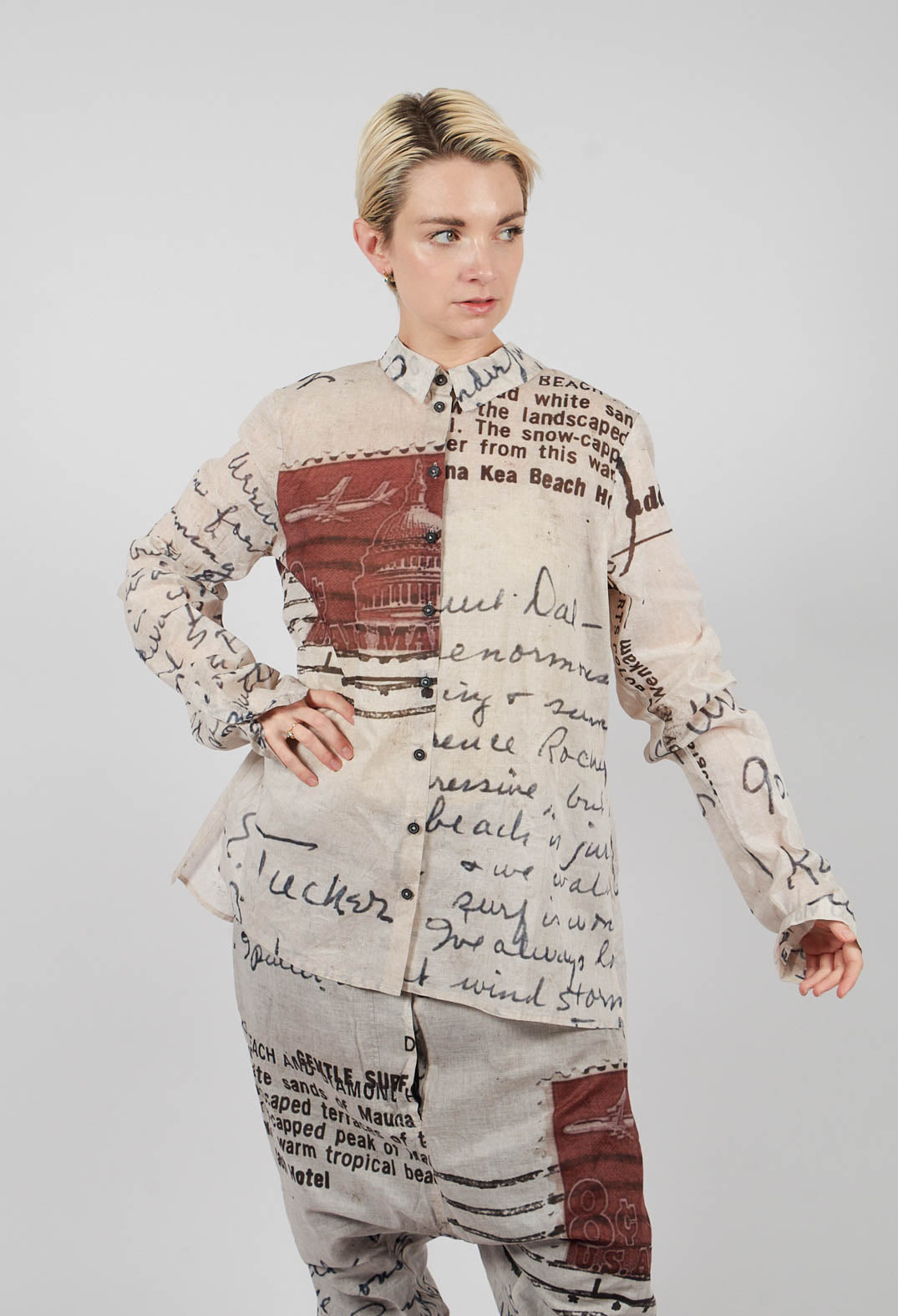 Cotton Shirt in Backside Print - 2170401