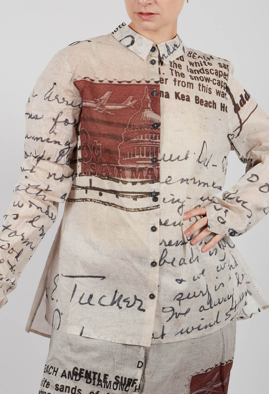 Cotton Shirt in Backside Print - 2170401