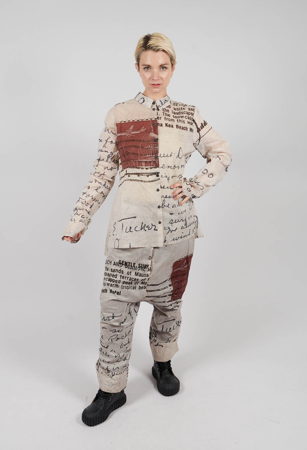 Cotton Shirt in Backside Print - 2170401