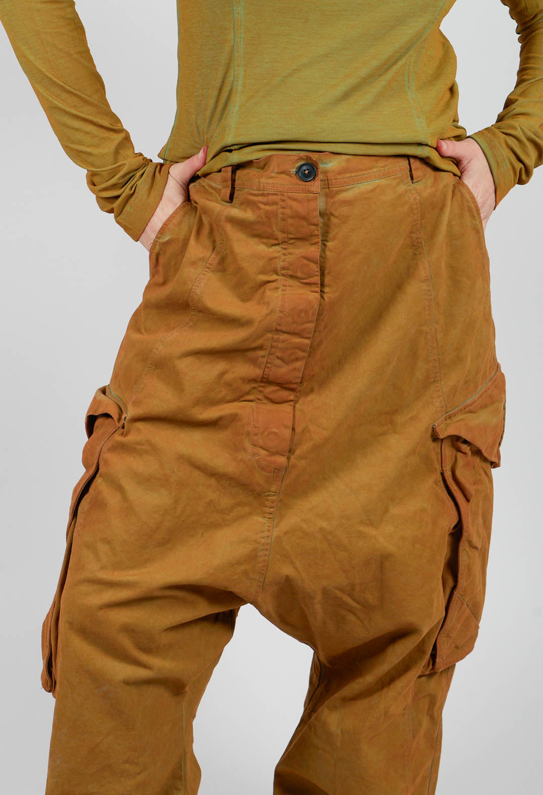 Wide Leg Trousers with Patch Pockets in Lagoon Cloud - 2190102