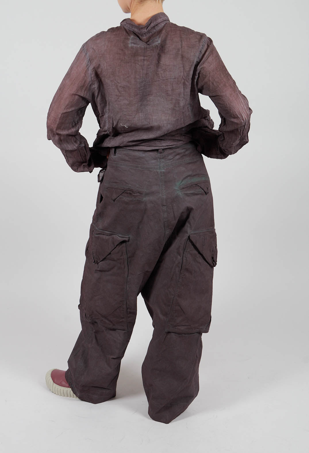 Wide Leg Trousers with Patch Pockets in Flamingo Cloud - 2190102