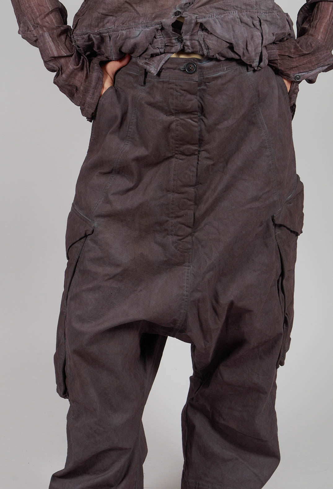 Wide Leg Trousers with Patch Pockets in Flamingo Cloud - 2190102