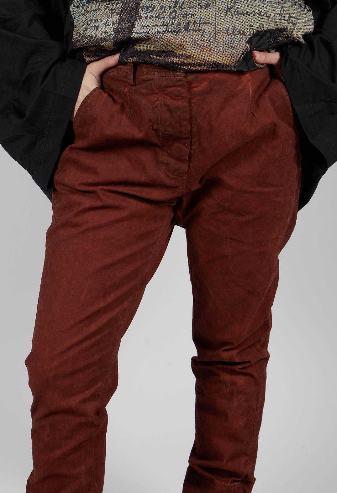 Belted Slim Leg Trousers in Crab Cloud - 2190104