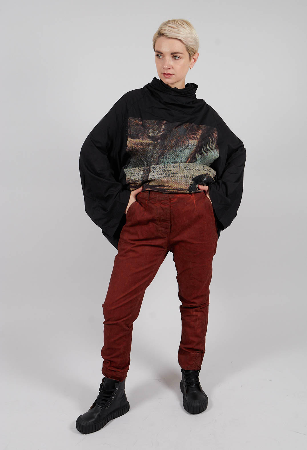 Belted Slim Leg Trousers in Crab Cloud - 2190104