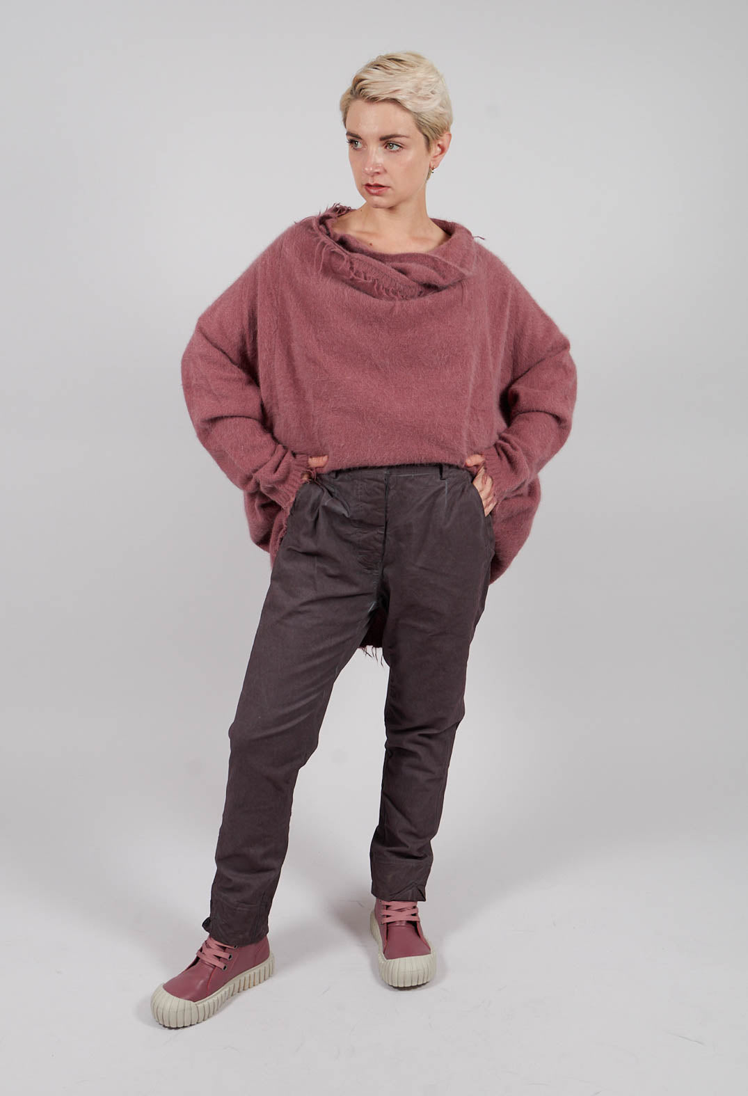 Belted Slim Leg Trousers in Flamingo Cloud - 2190104