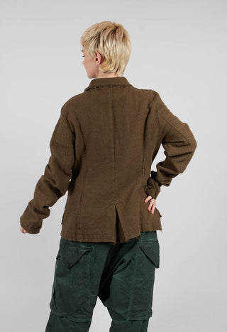 Wool Jacket with Raw Edges in Light Pine - 2211102
