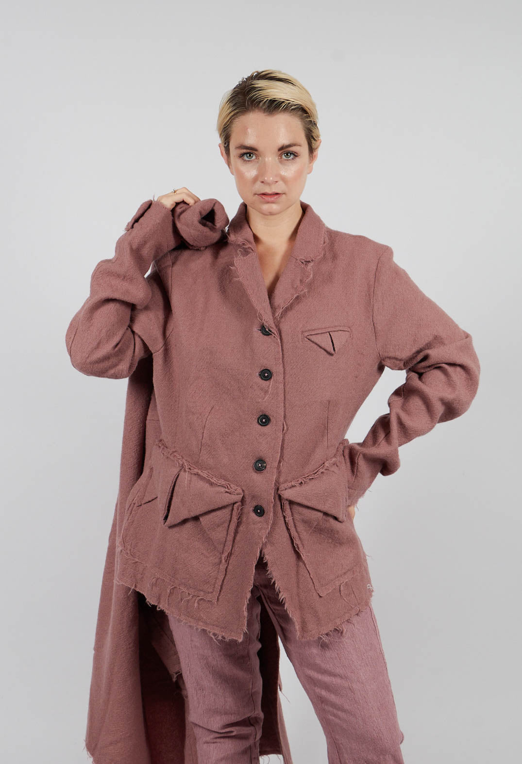 Wool Jacket with Raw Edges in Light Flamingo - 2211102