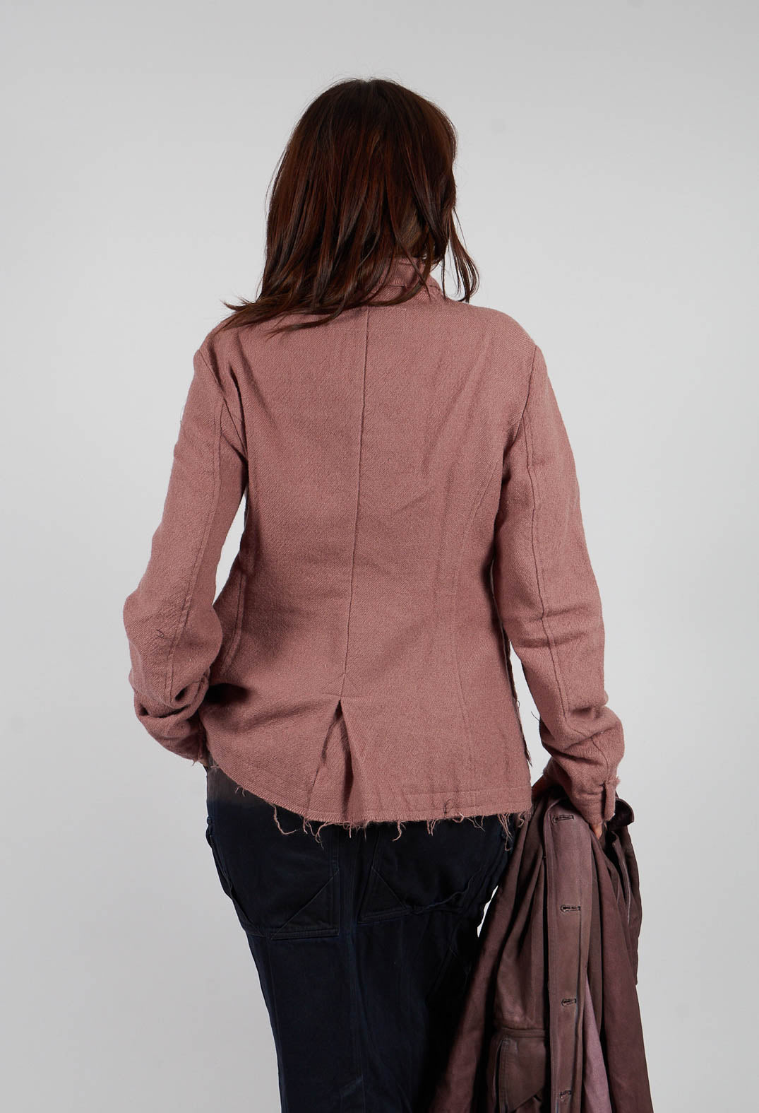 Wool Jacket with Raw Edges in Light Flamingo - 2211102