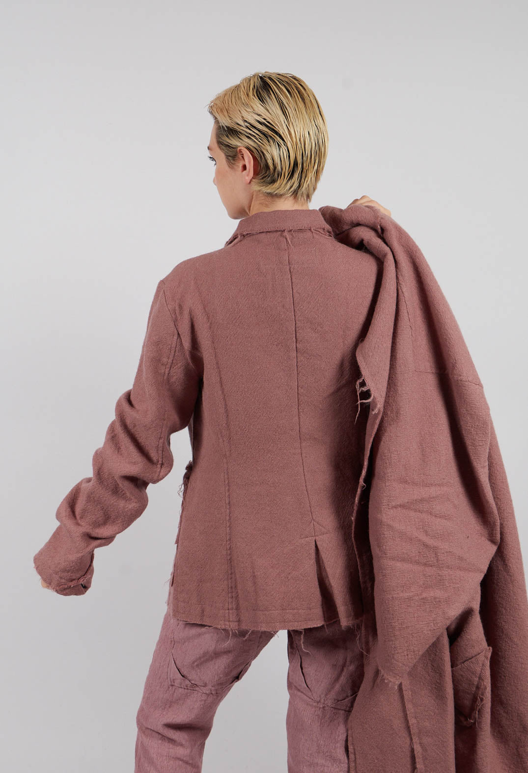 Wool Jacket with Raw Edges in Light Flamingo - 2211102