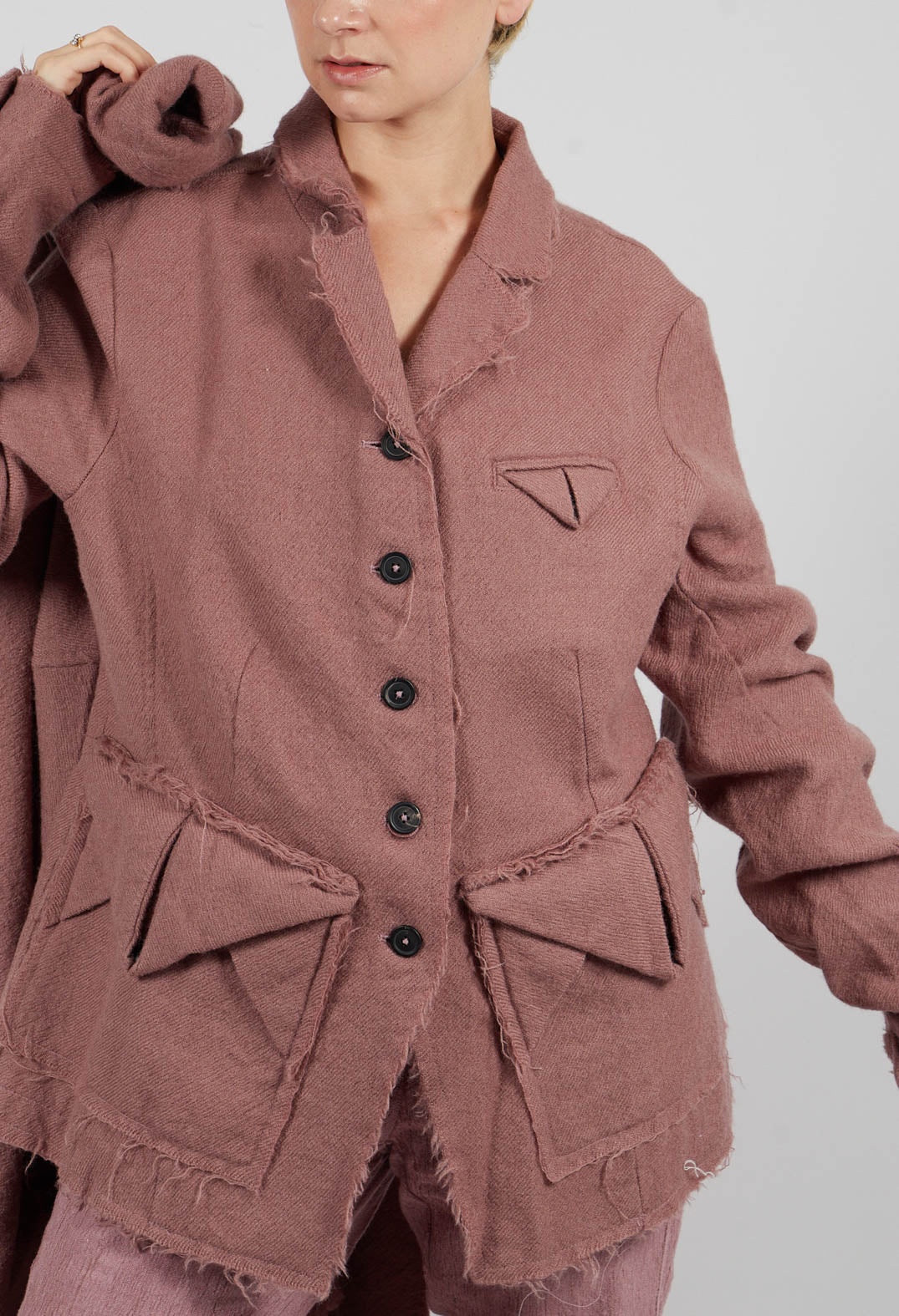 Wool Jacket with Raw Edges in Light Flamingo - 2211102