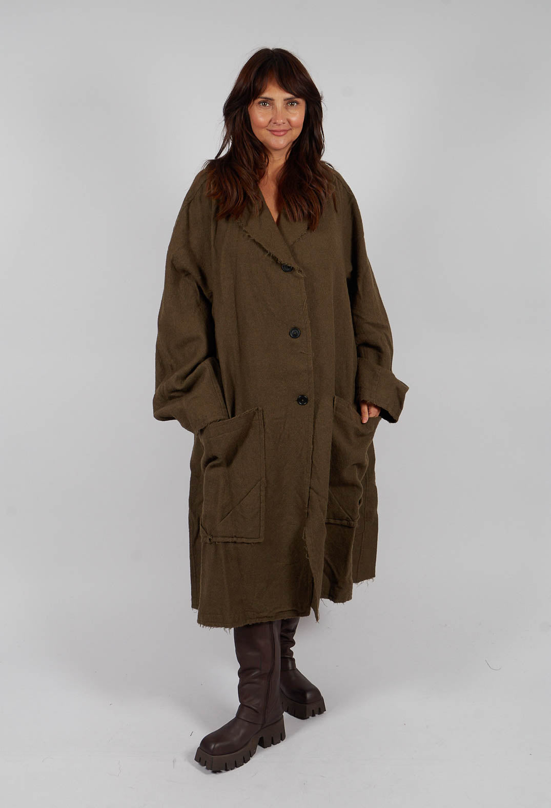 Oversized Wool Coat in Light Pine - 2211206
