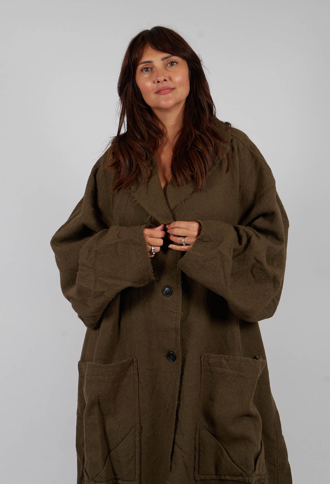 Oversized Wool Coat in Light Pine - 2211206
