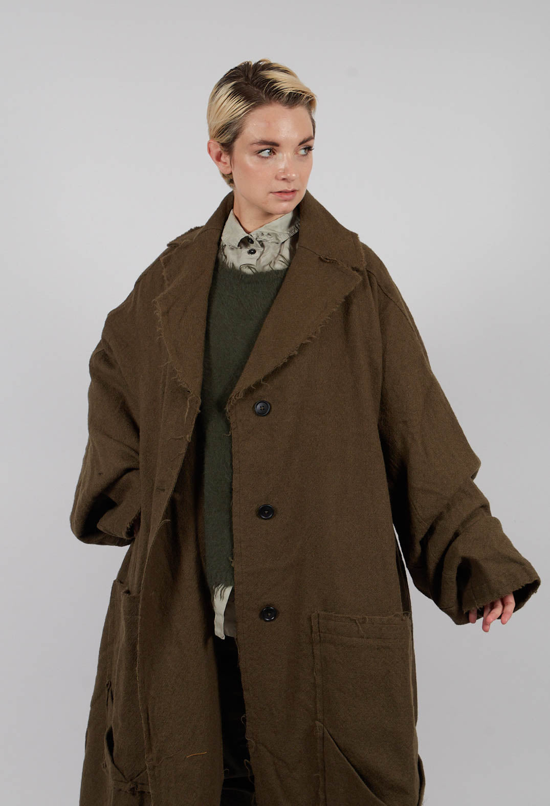 Oversized Wool Coat in Light Pine - 2211206