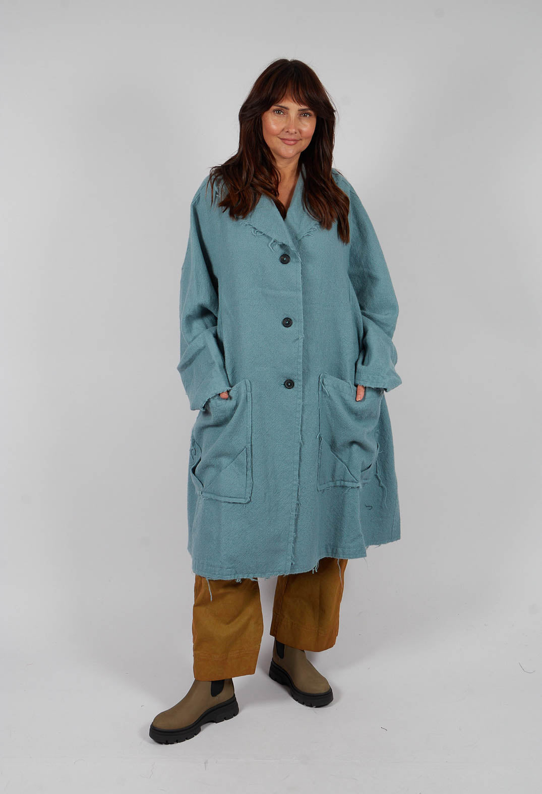 Oversized Wool Coat in Lagoon - 2211206