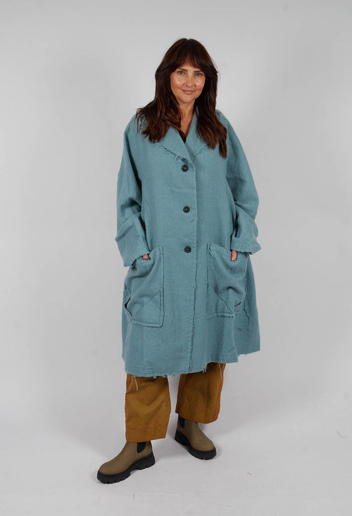 Oversized Wool Coat in Lagoon - 2211206