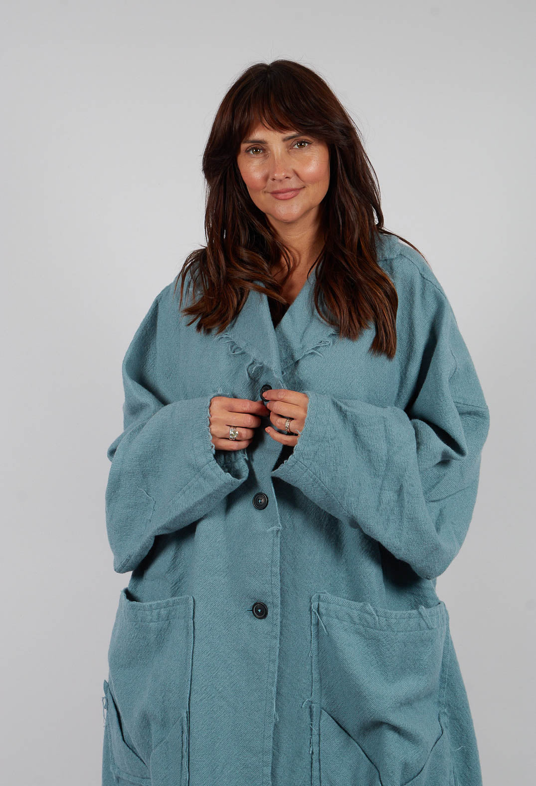 Oversized Wool Coat in Lagoon - 2211206