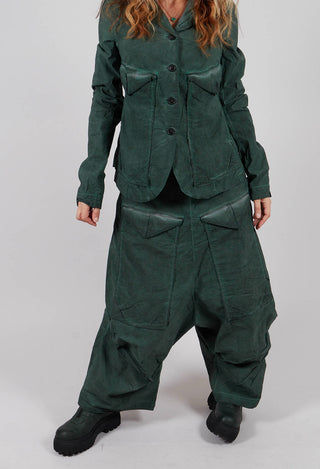 Cropped Drop Crotch Trousers in Pine Cloud - 2240101