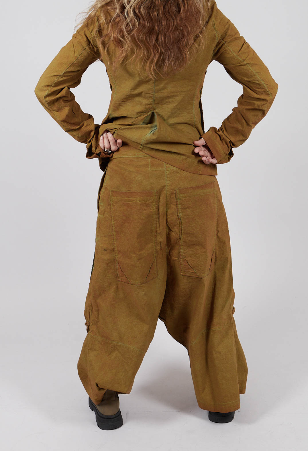 Cropped Drop Crotch Trousers in Lagoon Cloud - 2240101