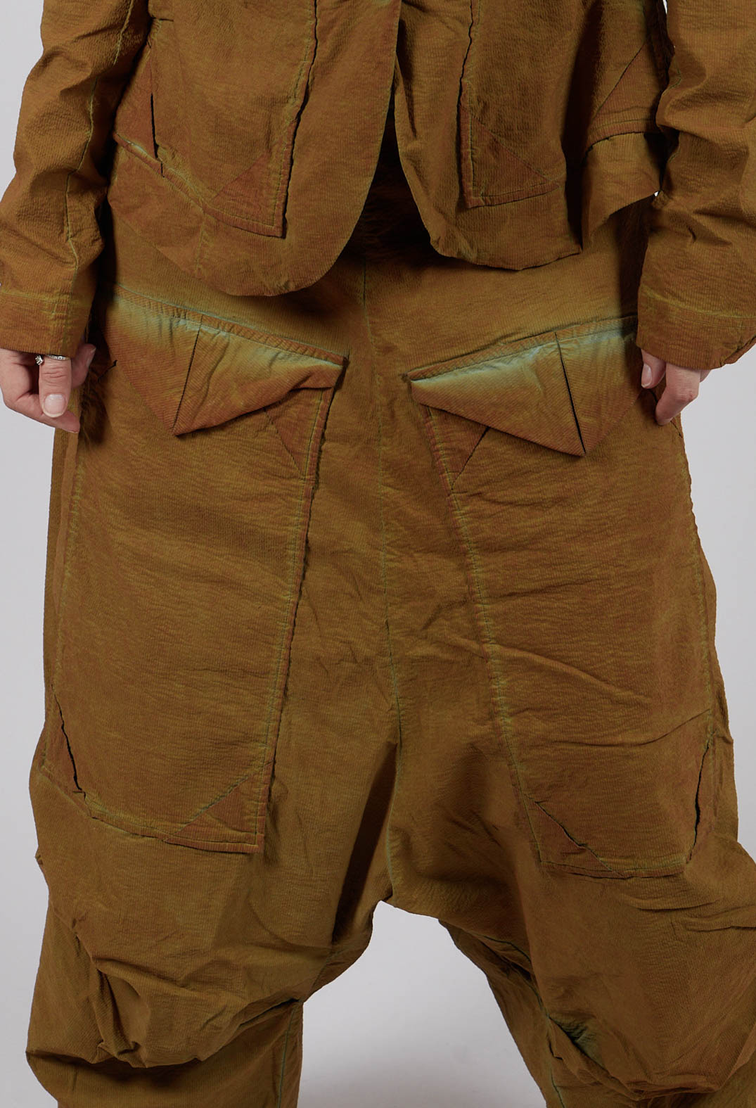 Cropped Drop Crotch Trousers in Lagoon Cloud - 2240101