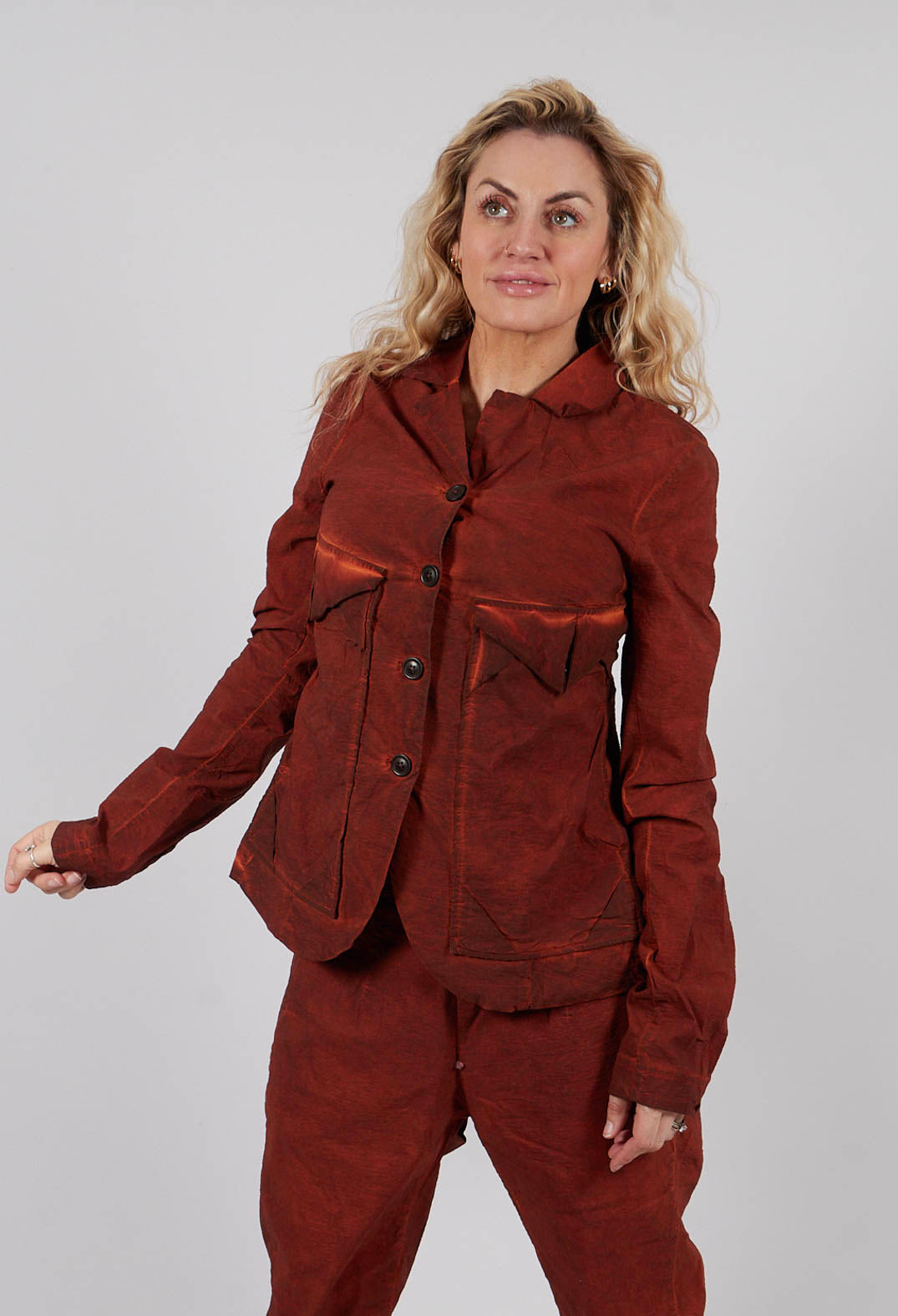 Jacket with Large Patch Pockets in Crab Cloud  - 2241103