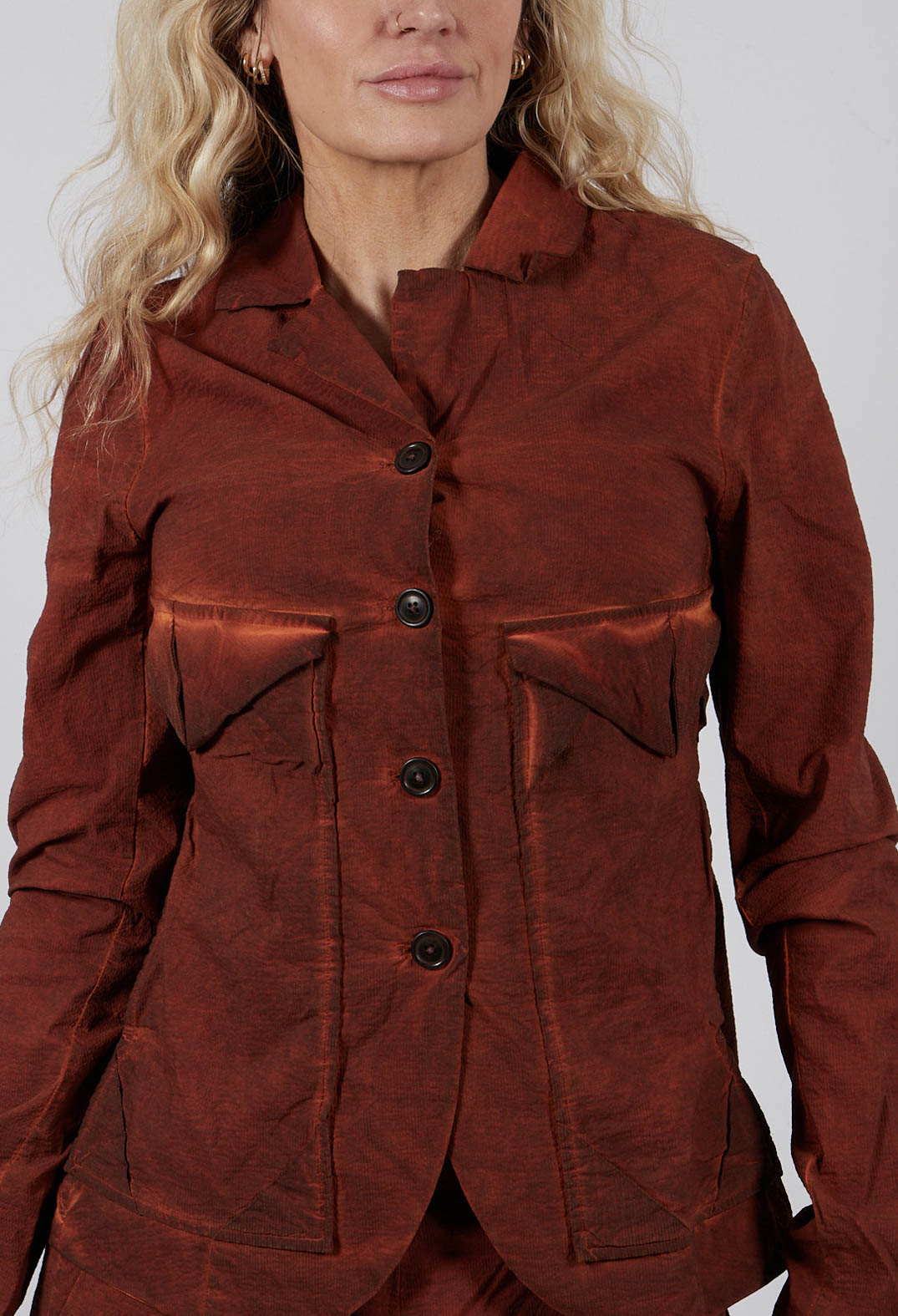 Jacket with Large Patch Pockets in Crab Cloud  - 2241103