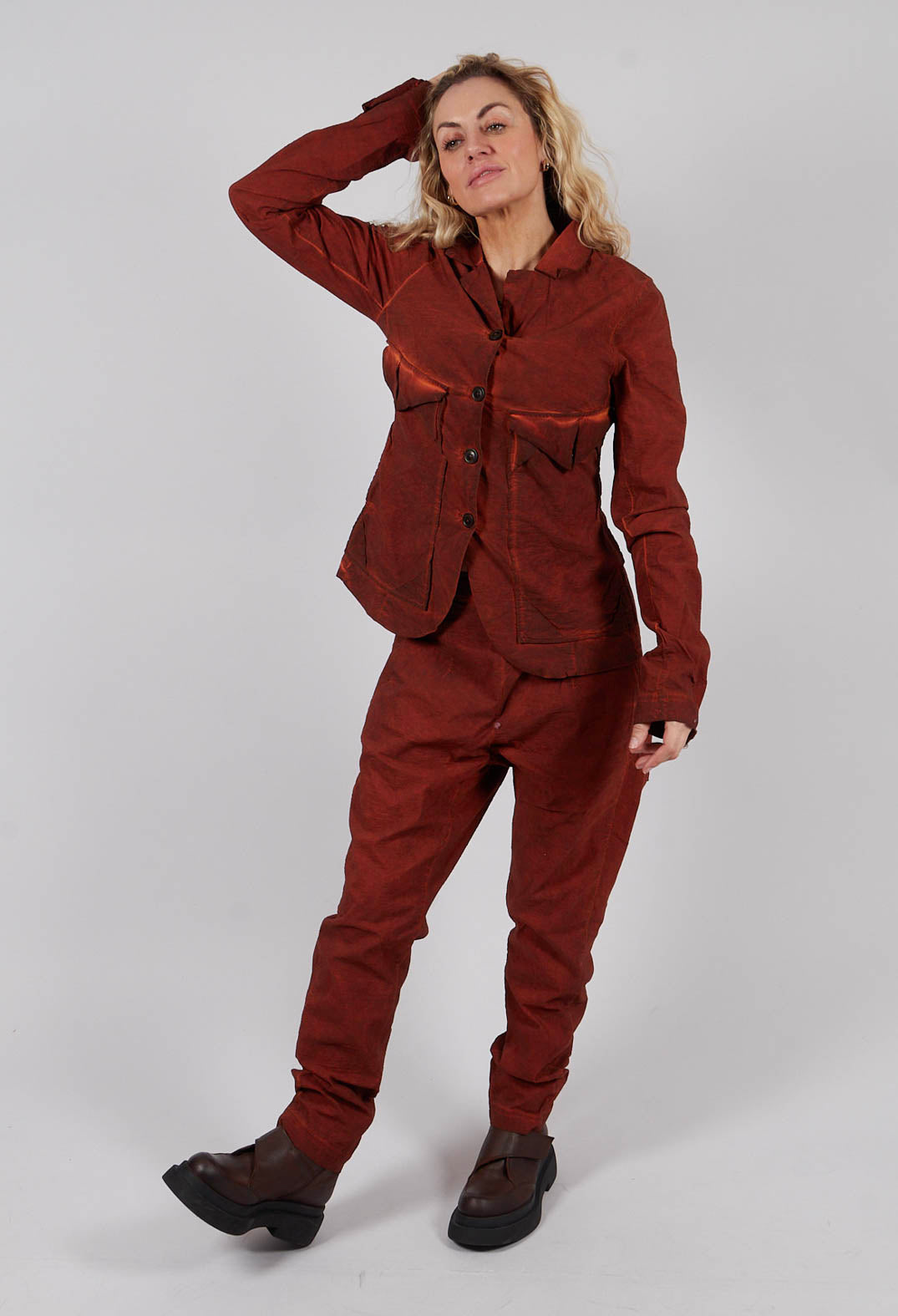Jacket with Large Patch Pockets in Crab Cloud  - 2241103