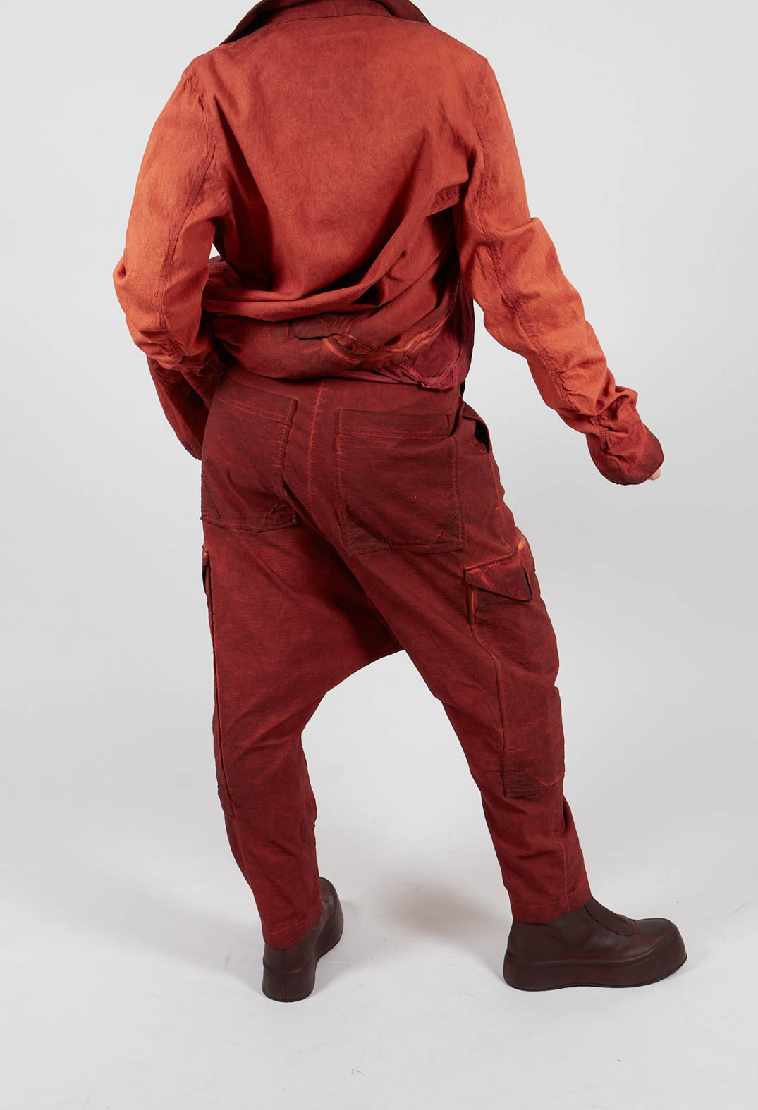 Drop Crotch Trousers with Large Pockets in Crab Cloud - 2240105