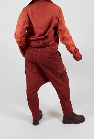 Drop Crotch Trousers with Large Pockets in Crab Cloud - 2240105