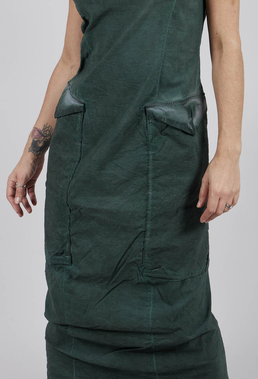 Slim Fit Dress with Large Pockets in Pine Cloud - 2240906
