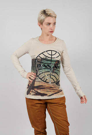 Long Sleeve T-Shirt in Waikiki Black Print - 2300502