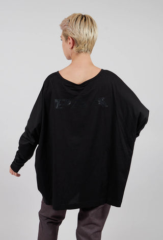 Oversized Long Sleeve T-Shirt in Waikiki Black Print - 2300503