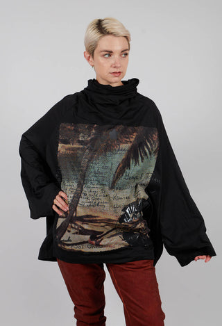 Longline Jersey Top in Waikiki Black Print - 2300905