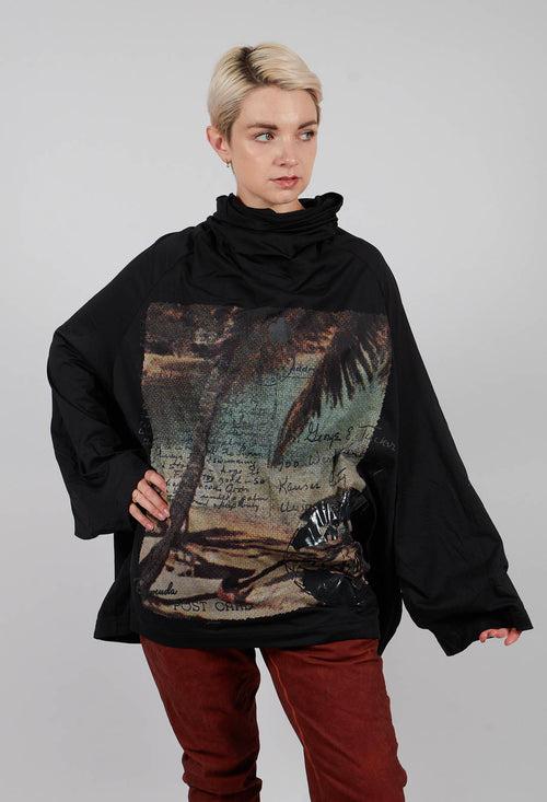 Longline Jersey Top in Waikiki Black Print - 2300905
