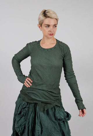 Long Sleeve T-Shirt with Netted Hem in Pine Cloud - 2340504