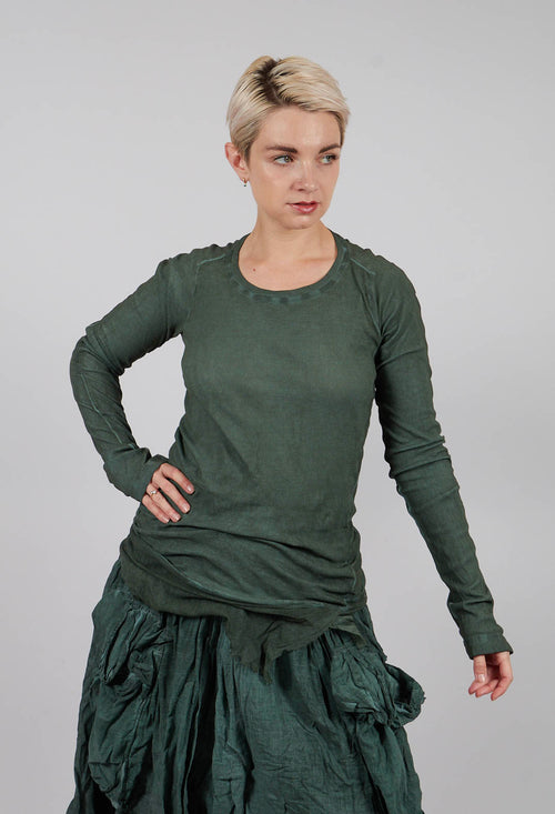 Long Sleeve T-Shirt with Netted Hem in Pine Cloud - 2340504