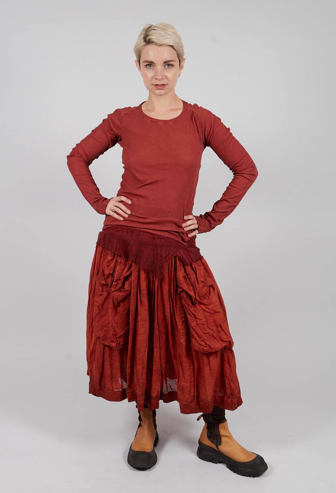 Long Sleeve T-Shirt with Netted Hem in Crab Cloud - 2340504