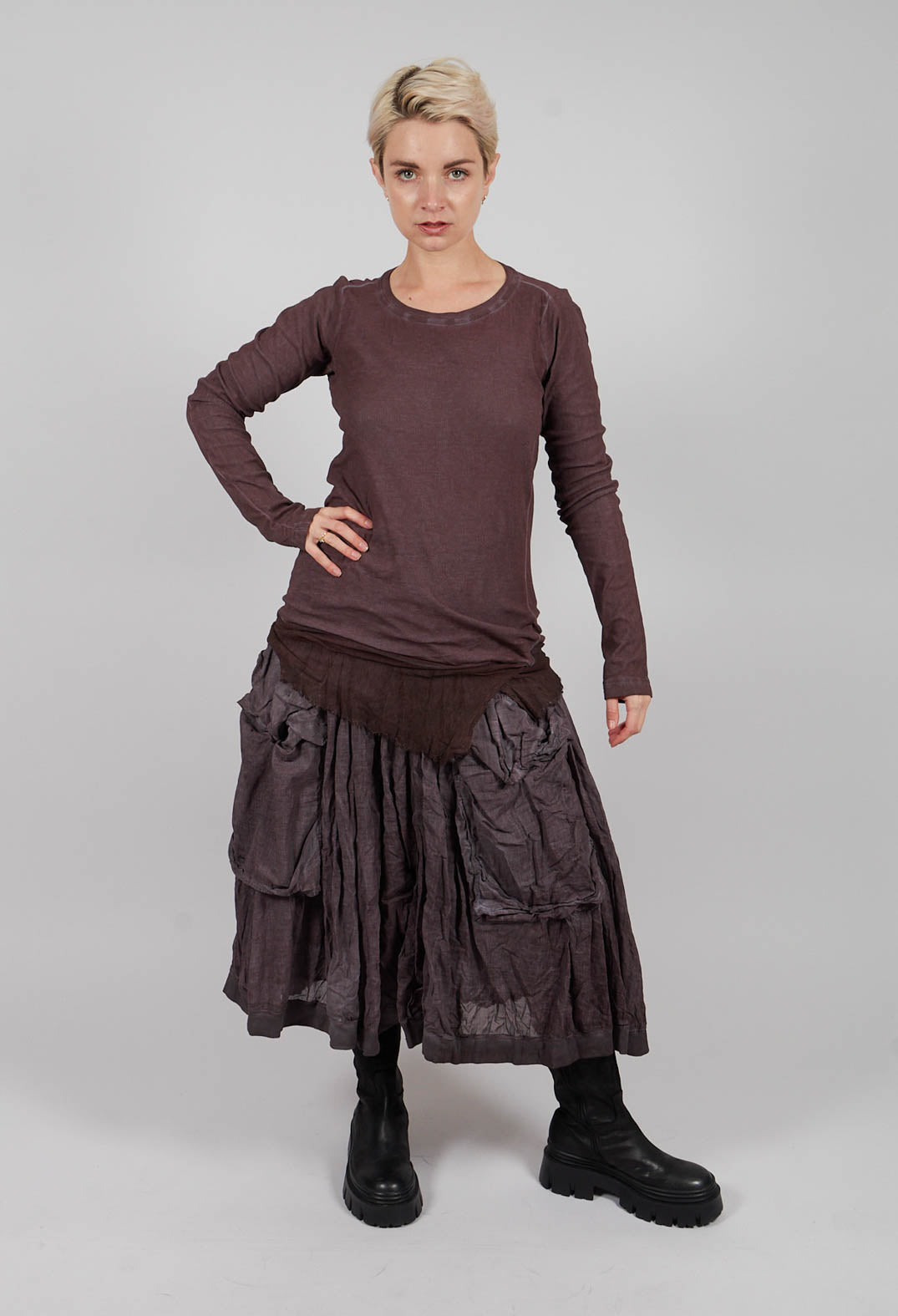Long Sleeve T-Shirt with Netted Hem in Flamingo Cloud - 2340504